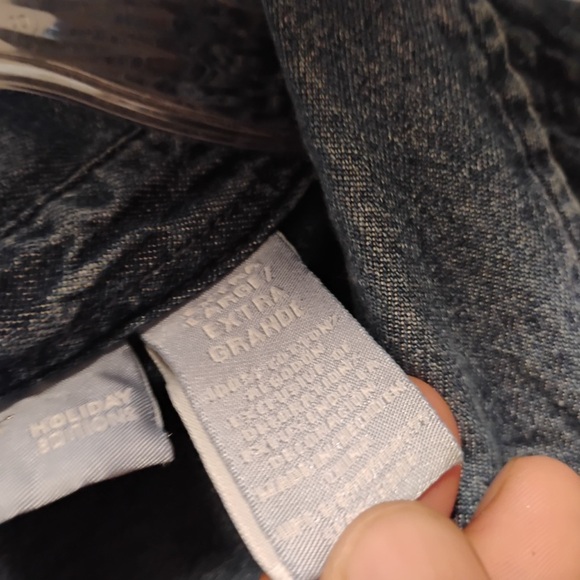 Holiday Editions Denim Shirt with Floral Embroidery Festive Celebration Size XL - Picture 7 of 9